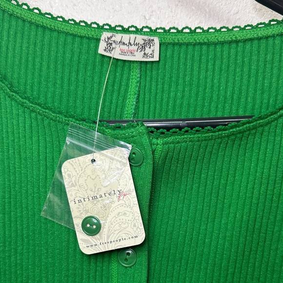Free People Green Button-Down Ribbed Top - Picture 2 of 6